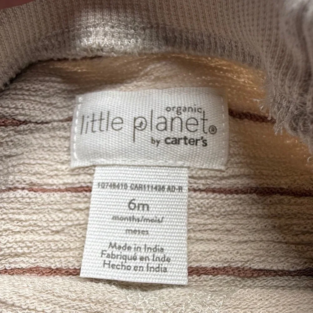 Little Planet by Carter's Organic Stripe Shirt‎ Shorts Set Baby 6M Beige